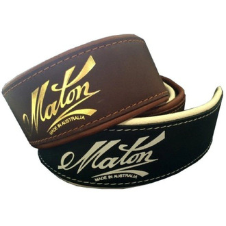 Maton Brown Leather Deluxe Padded Guitar Strap With Logo