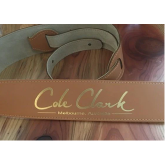 Cole Clark Leather Guitar Strap, Tan Gold Logo
