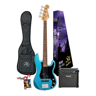 Sx 3/4 Short Scale Vintage Bass Guitar And Amp Pack - Lake Placid Blue