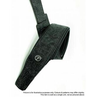 Vorson VJ101 Padded Black Leather Guitar Strap w/Stamped Design