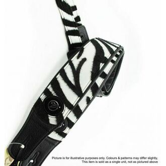 Vorson VMP257 Black Leather Guitar Strap w/Fur-fabric Zebra Pattern