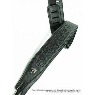Vorson VT1001BK High Quality Black Leather Guitar Strap w/Stamped Nature Pattern