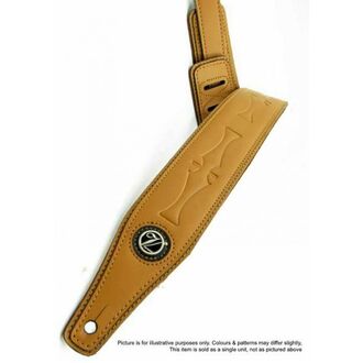 Vorson VT1007BR High Quality Tan Leather Guitar Strap w/Stamped Tool Pattern