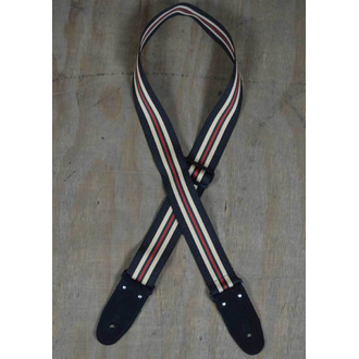 Colonial Leather Black Striped Webbing Guitar Strap