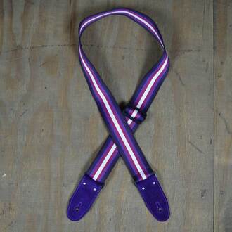 Colonial Leathe Purple Striped Webbing Guitar Strap