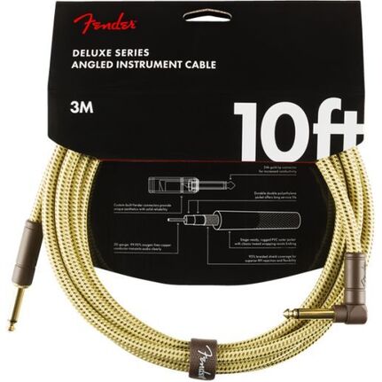 Fender Deluxe Series Instrument Cable, Straight/Angle, 10', Tweed