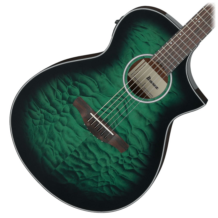 Ibanez AEWC16QA-TEH Acoustic-Electric Guitar - Transparent Emerald