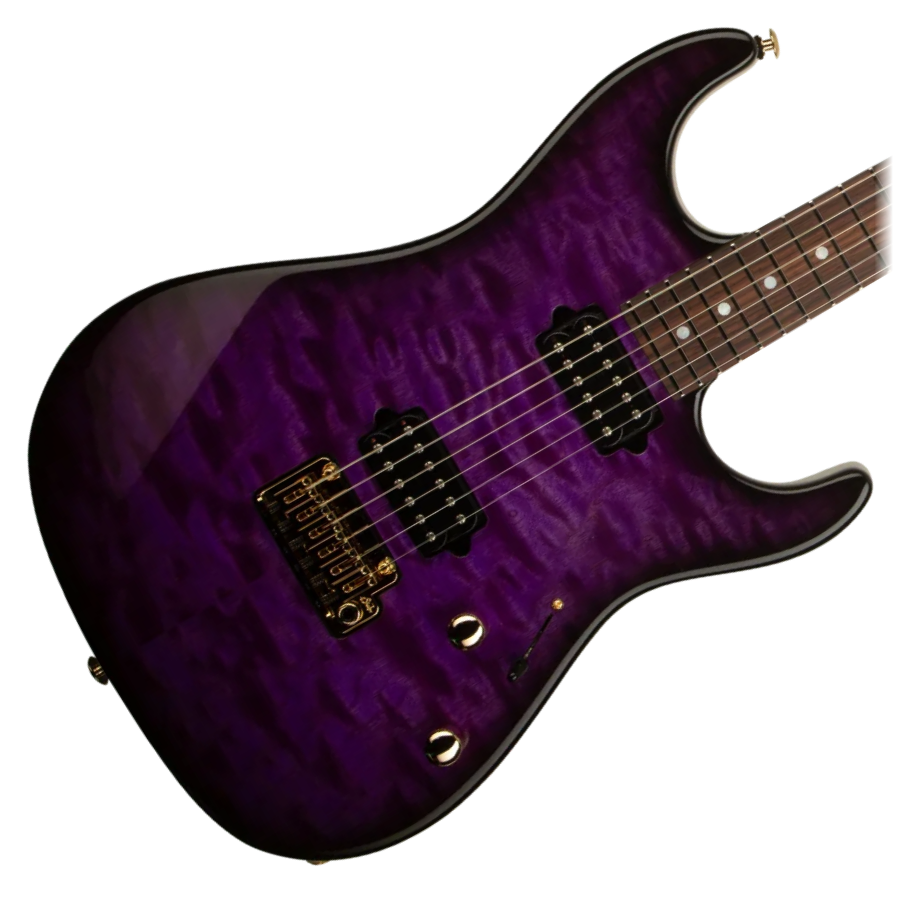 SUHR 01-LTD-0060 Standard Thin Burst LE, Quilt Maple, HH, 2 Post Electric Guitar - Trans Purple