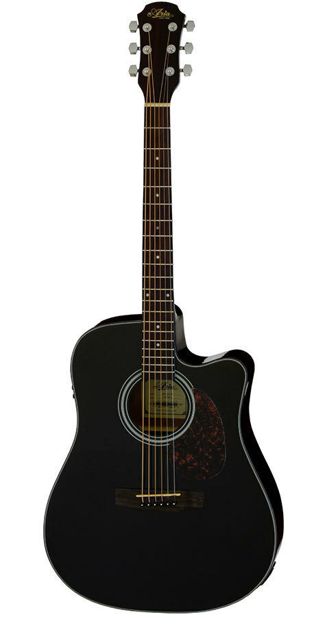 Aria ARADW01CEBK ADW-01 Series Dreadnought Acoustic-Electric Guitar w/Cutaway in Black
