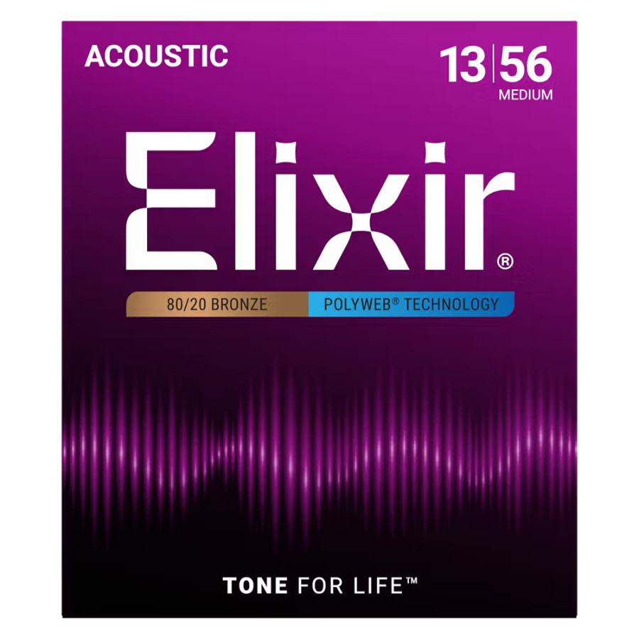 Elixir 11100 Polyweb 80/20 Bronze Acoustic Guitar 6-String Set Medium 13-56