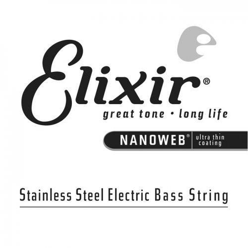 Elixir 13386 Nanoweb Single Stainless Steel Bass Guitar String .085