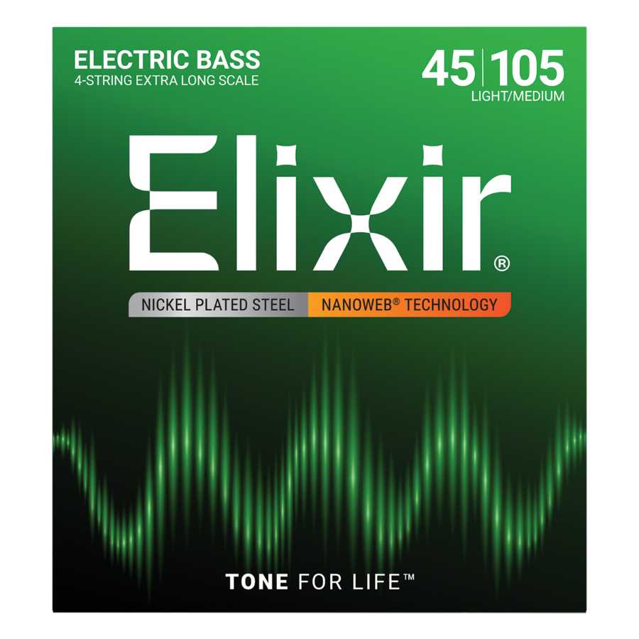 Elixir 14087 Nanoweb Bass Medium XLong 45-105 4-String Set