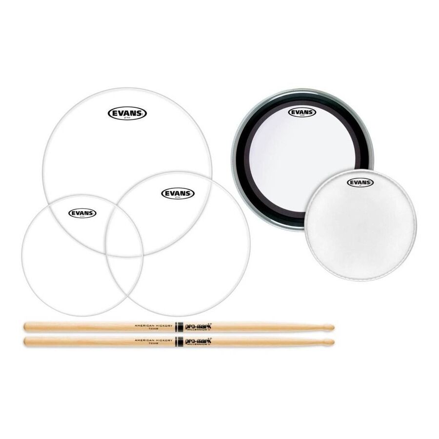 Evans American Upgrade 20IN Drum Head Pack with Promark 5A