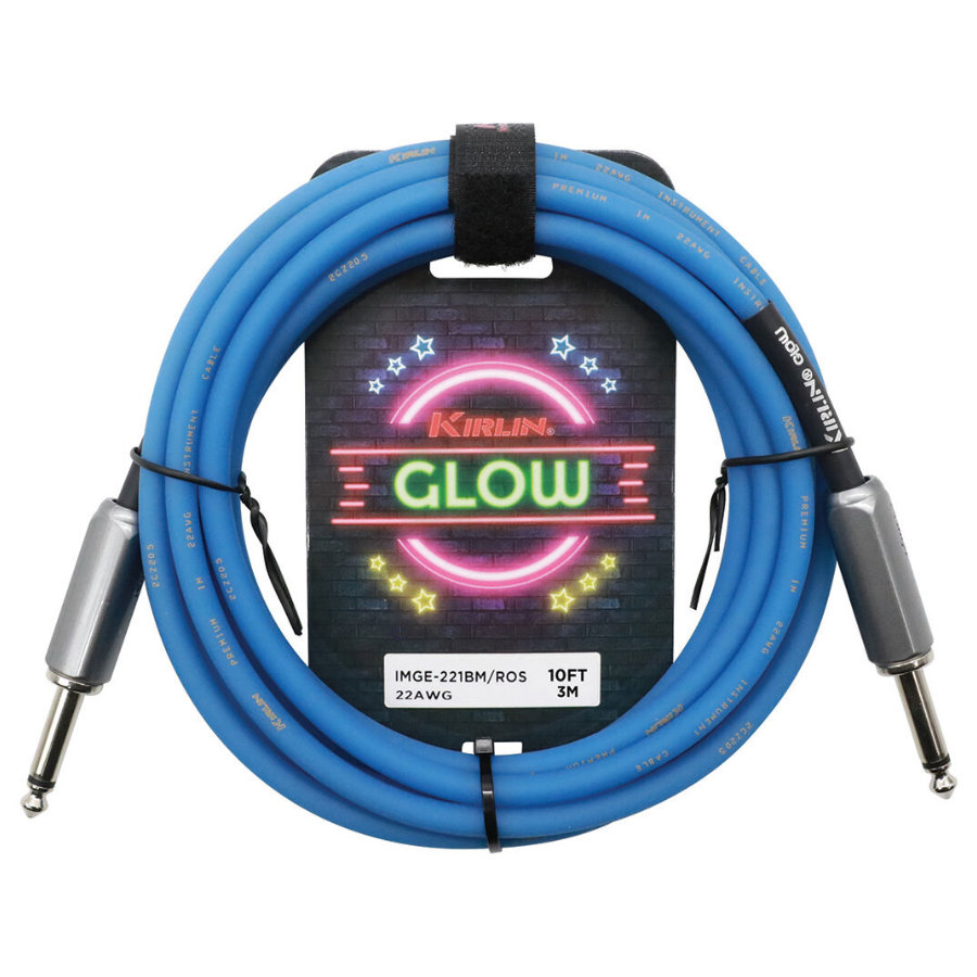 Kirlin 10ft Glow Guitar Cable Blue