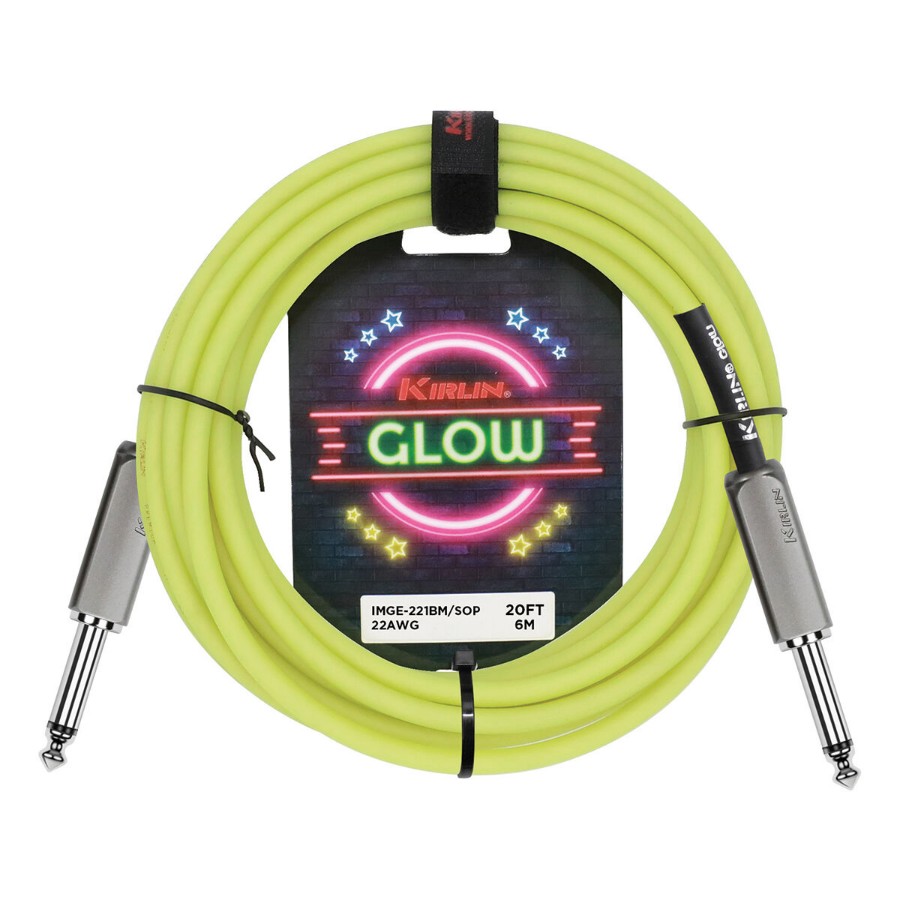 Kirlin 20ft Glow Guitar Cable Yellow