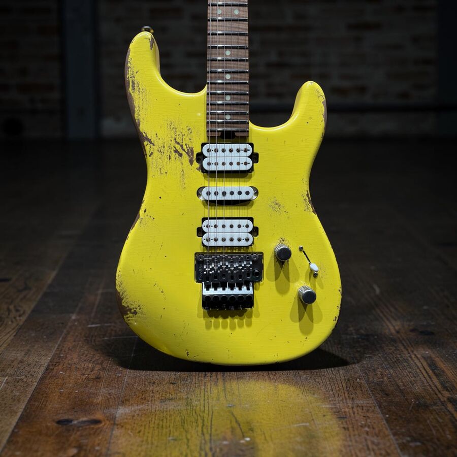 LuxxTone El Machete HSH in Graffiti Yellow Electric Guitar