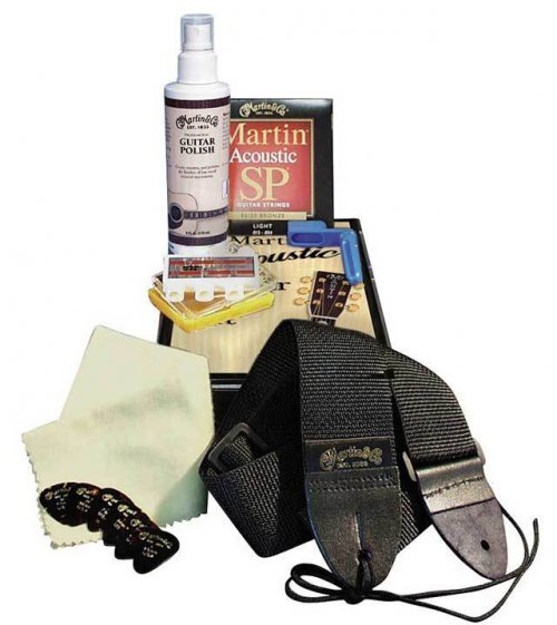 Martin Acoustic Guitar Polish &amp; Care Kit + Strings &amp; Strap