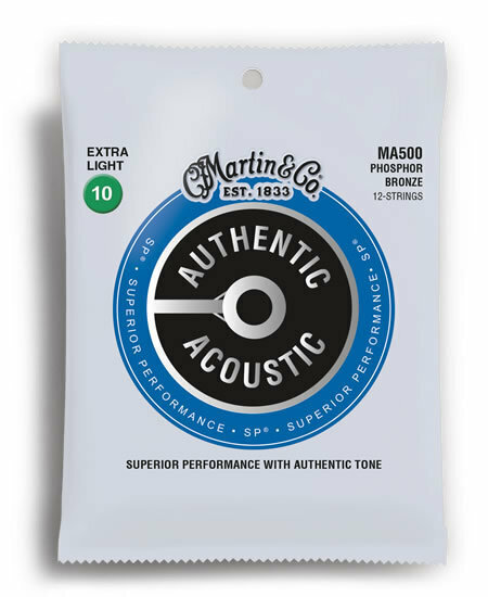 Martin MA500 Authentic Acoustic SP 92/8 Phosphor Bronze Extra Light 12 String Guitar String Set (10-47)
