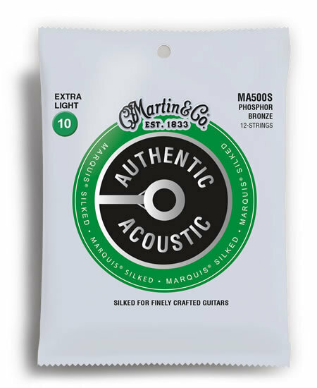Martin MA500S Authentic Acoustic Marquis Silked 92/8 Phosphor Bronze Extra Light 12 String Guitar String Set (10-47)