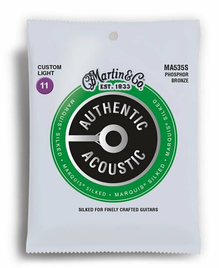 Martin MA535S Authentic Acoustic Marquis Silked 92/8 Phosphor Bronze Custom Light Guitar String Set (11-52)