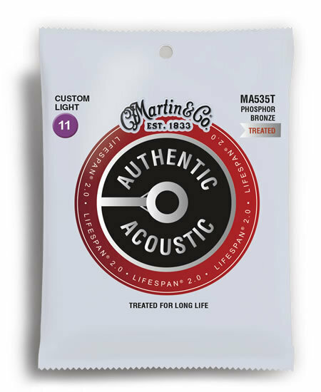 Martin MA535T Authentic Acoustic Lifespan 2.0 Phosphor Bronze 92/8 Custom Light Guitar String Set (11-52)