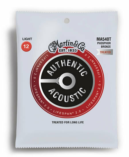 Martin MA540T Authentic Acoustic Lifespan 2.0 Phosphor Bronze 92/8 Light Guitar String Set (12-54)