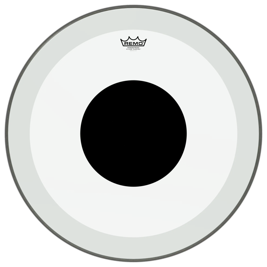 Remo 24" Powerstroke P3 Clear Black Dot Bass Drumhead - Top Black Dot