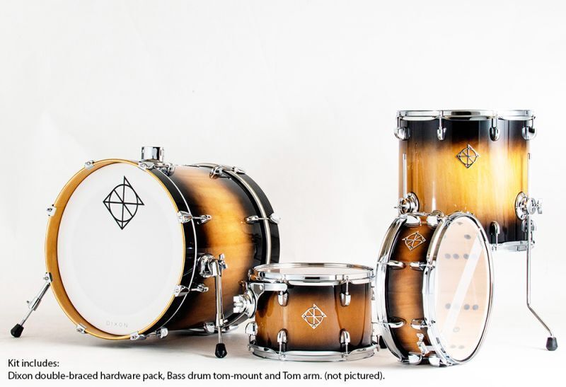 Dixon Fuse Maple 418 Series 4-Pce Drum Kit Black Burst Gloss w/Hardware