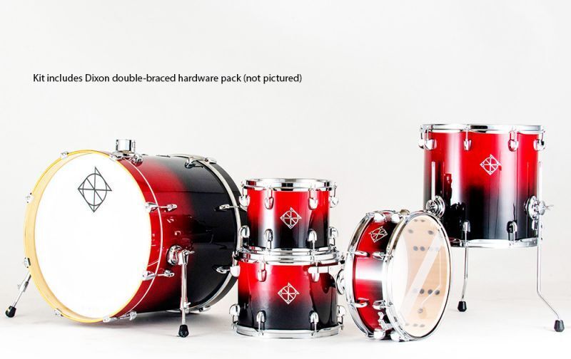 Dixon Fuse Maple 522 Series 5-Pce Drum Kit Candy Red Fade Gloss w/Hardware