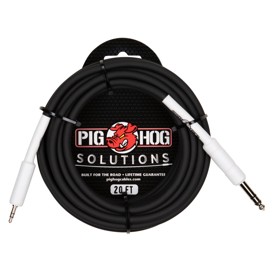 Pig Hog Solutions - 1/4" TRS to 1/8" mini, 20 ft