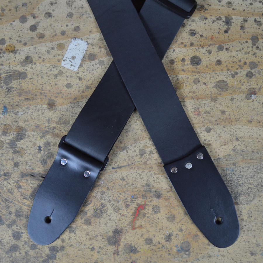 Colonial Leather 2″ Black Soft Leather Slide Adjustable Guitar Strap