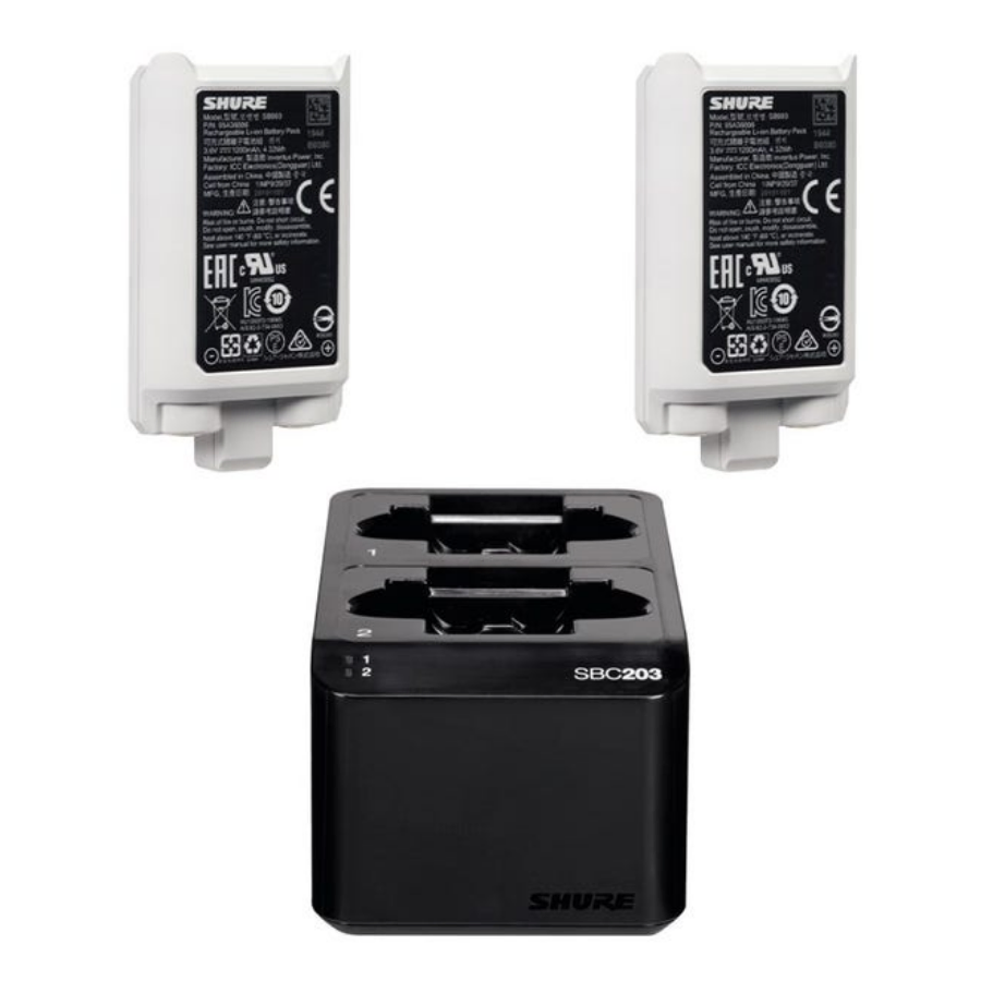 Shure Battery Li-ion Rechargeable for SLXD 2x Batteries and 1x SBC203 Charger