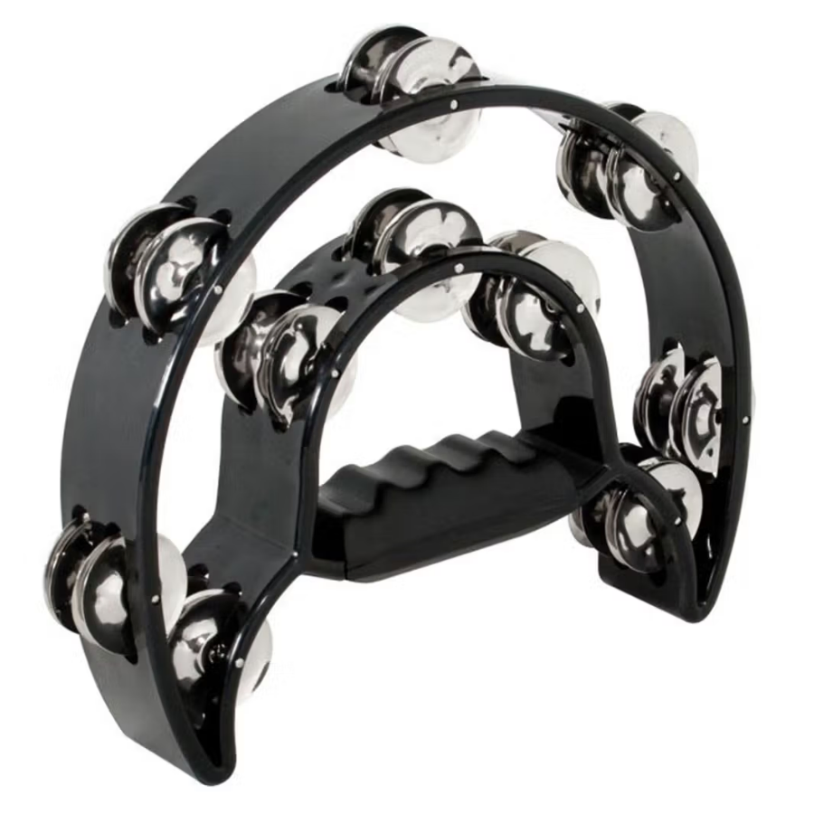 Mano Percussion TMP13B 1/2 MOON TAMBOURINE 9" x 6" BLACK
