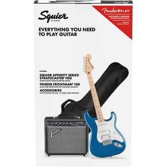 Squier Affinity Series Stratocaster Hss Pack, Maple Fingerboard, Lake Placid Blue, Gig Bag, 15g - 240v Au