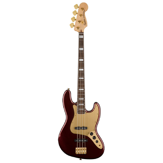 Squier 40th Anniversary Jazz Bass, Gold Edition Ruby Red Metallic