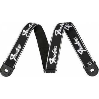Fender Quick Grip Locking End Strap, Black With White Running Logo, 2"