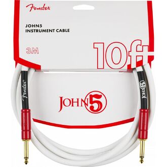 Fender John 5 Instrument Cable, White And Red, 10'