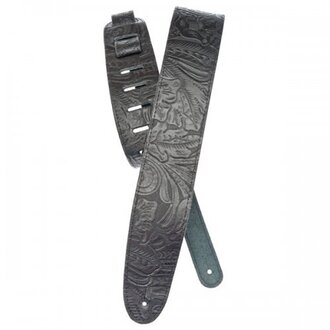 Planet Waves Embossed Leather Guitar Strap, Black