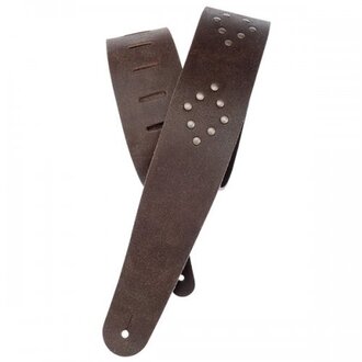 Planet Waves Blasted Leather Guitar Strap, Brown with Brass Rivets