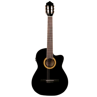 Ashton CG44CEQBK Classical Acoustic-Electric Guitar with Pickup - Black