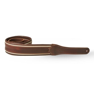 Taylor Century 2.5" Cordovan Leather Guitar Strap, Med Brown/Ivory