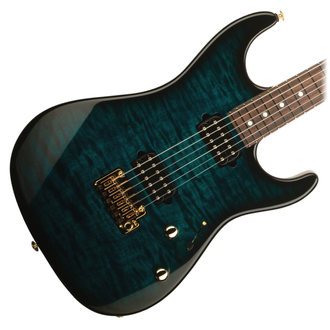 SUHR 01-LTD-0062 Standard Thin Burst LE, Quilt Maple, HH, 2 Post Electric Guitar - Trans Teal