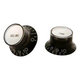 Gibson Top Hat Knobs Black with Silver Metal Insert (4 Pieces)