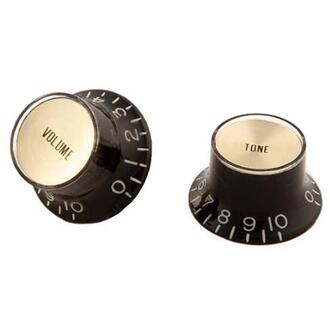 Gibson Top Hat Knobs Black with Gold Metal Insert (4 Pieces)