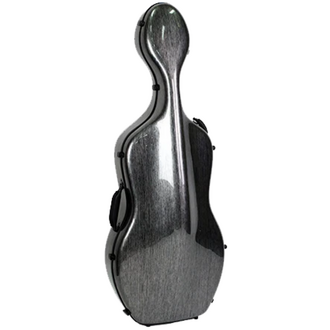 HQ Polycarbonate Cello Case 4/4 Silver & Black LightWeight