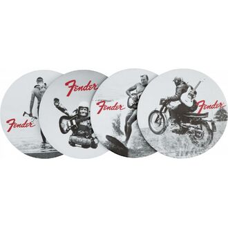 Fender™ Vintage Ads 4-pk Coaster Set, Black And White