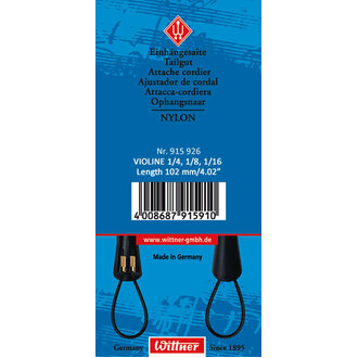 Wittner 915926 Nylon Tailpiece Hanger For Violin 1/4, 1/8, 1/16 Size