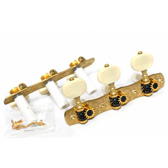 Gotoh A35G18002M 35G1800 Classical Guitar Tuning Machines On Decorative Plate In Solid Brass Finish (3+3)