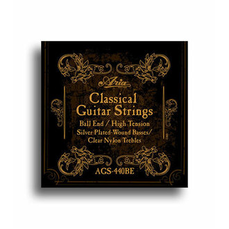Aria AGS440BE Classical Nylon/Silver Tie End String Set (High Tension)