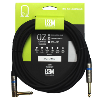 Leem 10ft Hotline Instrument Cable Straight Plug to Right Angled Plug